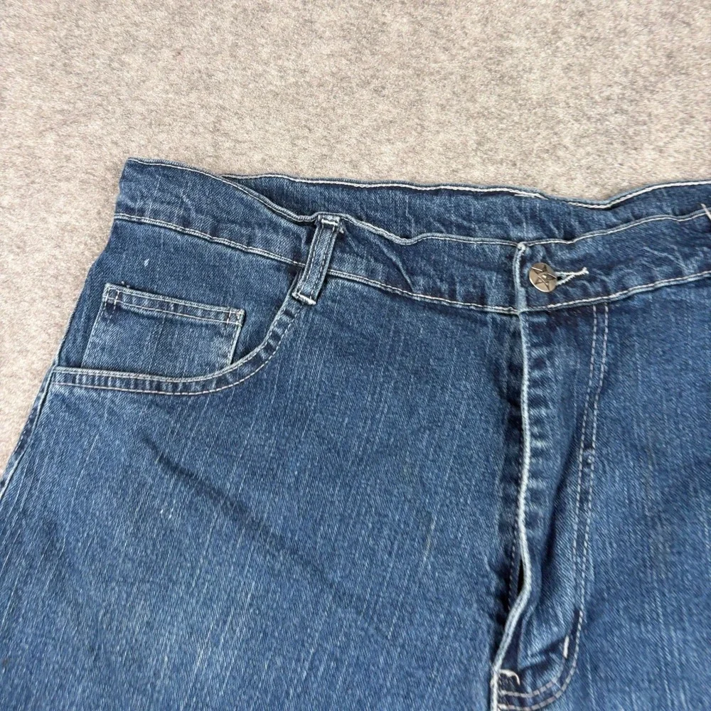 Denim‎ Jorts Mens 42 Dark Wash Baggy Star Button Y2K Skate Shorts Wide Leg Surf